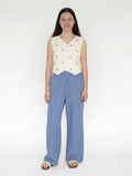 Utsa Kids Girls Blue Solid Cotton Wide-Leg Pants - (8-14 yrs)