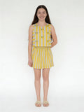 Utsa Kids Girls Yellow Striped Cotton Flared Skirt - (8-14 yrs)