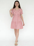 Utsa Kids Girls Pink Embroidered Cotton-Blend Tiered Dress - ( 8-14 yrs)