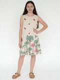Utsa Kids Girls Off-White Nature-Inspired Cotton-Blend Shift Dress - (8-14 yrs)
