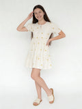Utsa Kids Girls White Floral Embroidered Cotton-Blend Dress - (8-14 yrs)