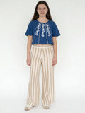 Utsa Kids Girls Off-White Striped Cotton-Blend Ethnic Pants - (8-14 yrs)