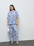 Gia Blue Floral High-Rise Trousers