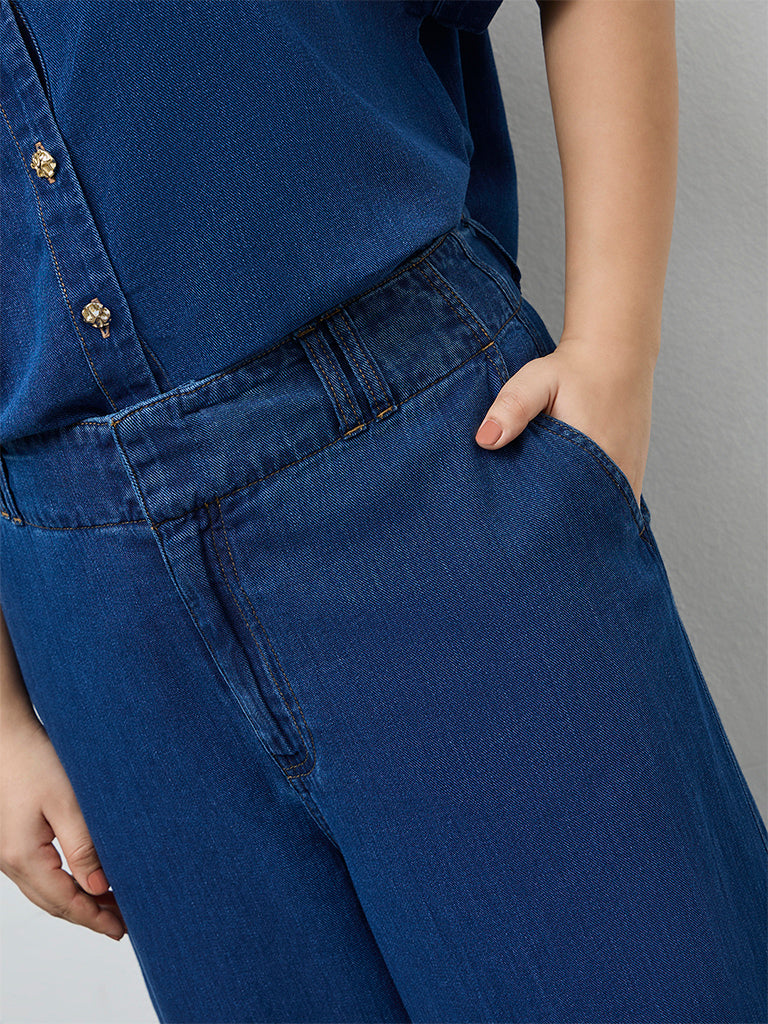 Gia Dark Blue Relaxed-Fit High-Rise Jeans