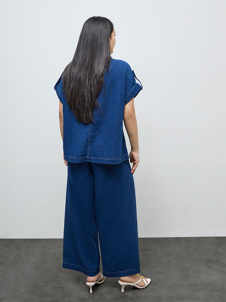 Gia Dark Blue Relaxed-Fit High-Rise Jeans