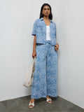LOV Blue Floral Embroidered Denim Shirt
