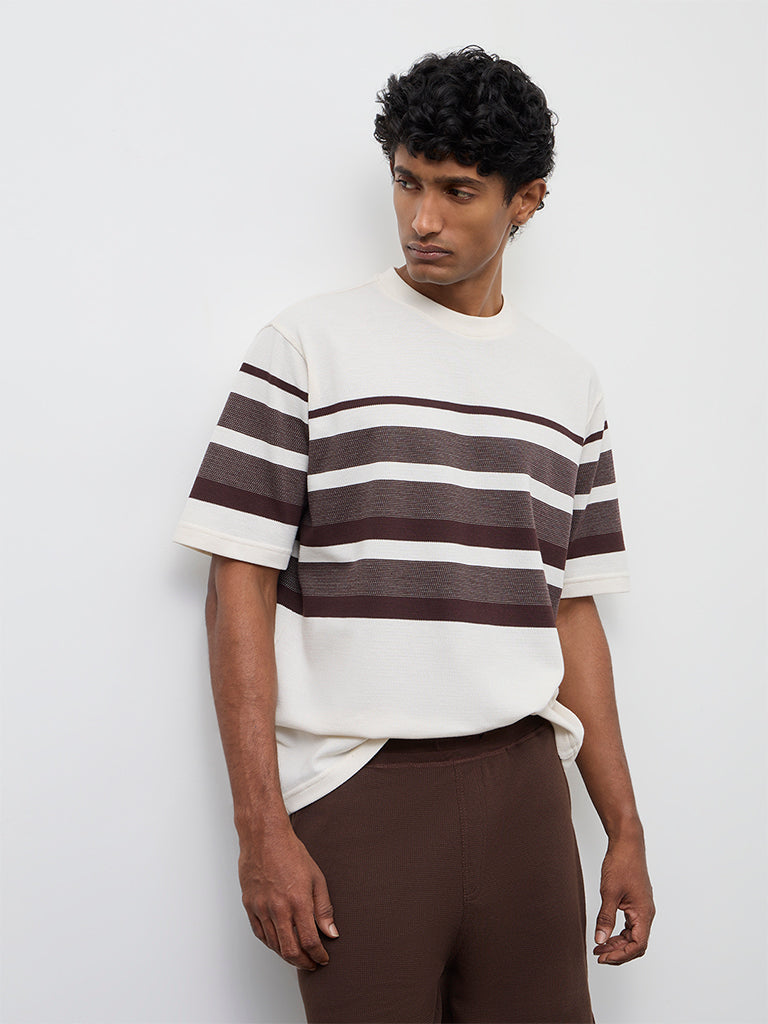 WES Lounge Off-White Relaxed-Fit Cotton-Blend T-Shirt