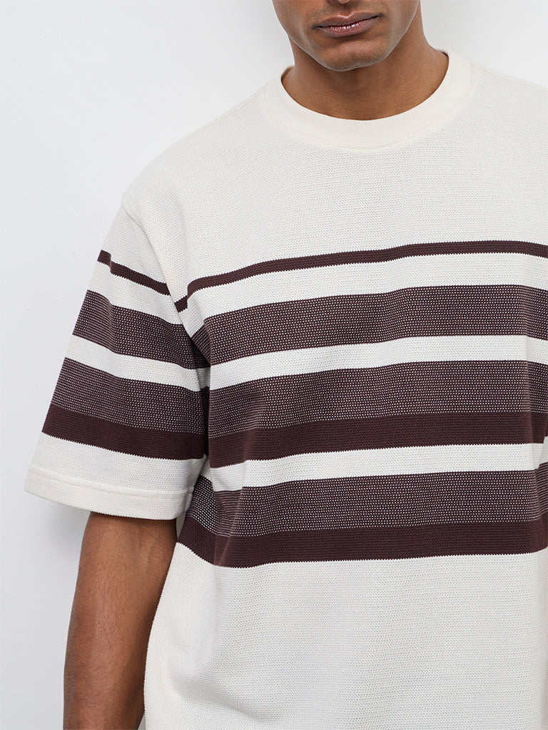 WES Lounge Off-White Relaxed-Fit Cotton-Blend T-Shirt