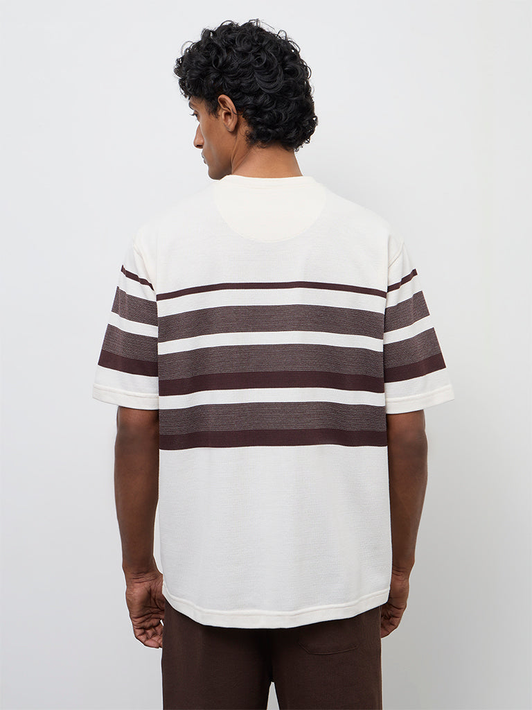 WES Lounge Off-White Relaxed-Fit Cotton-Blend T-Shirt
