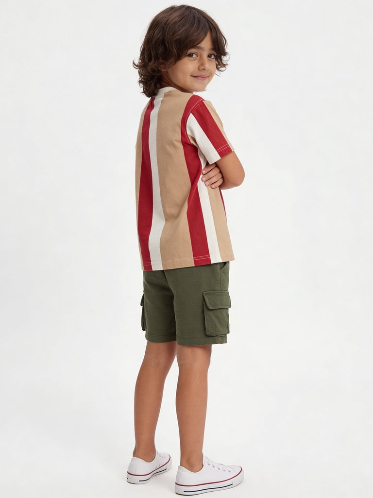 HOP Kids Boys Multicolour Striped Cotton T-Shirt
