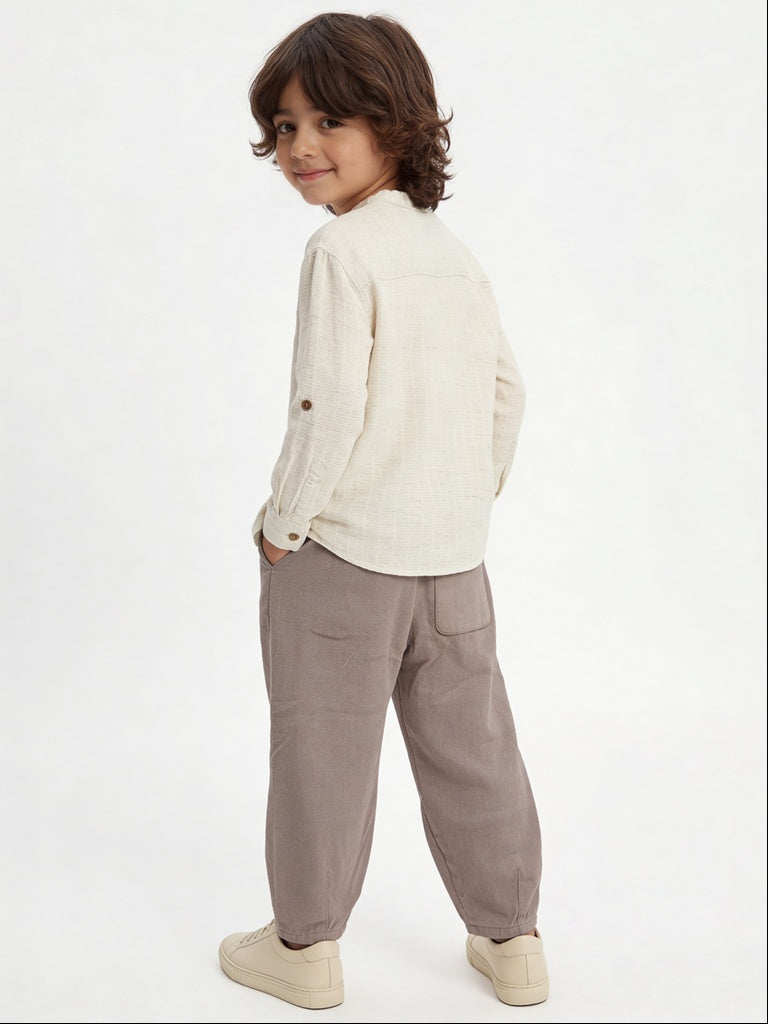 HOP Kids Boys Off-White Textured Shirt