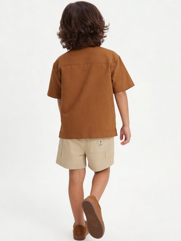 HOP Kids Boys Brown Animal-Inspired Shirt