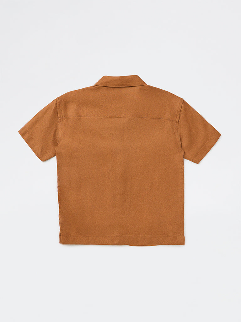 HOP Kids Boys Brown Animal-Inspired Shirt
