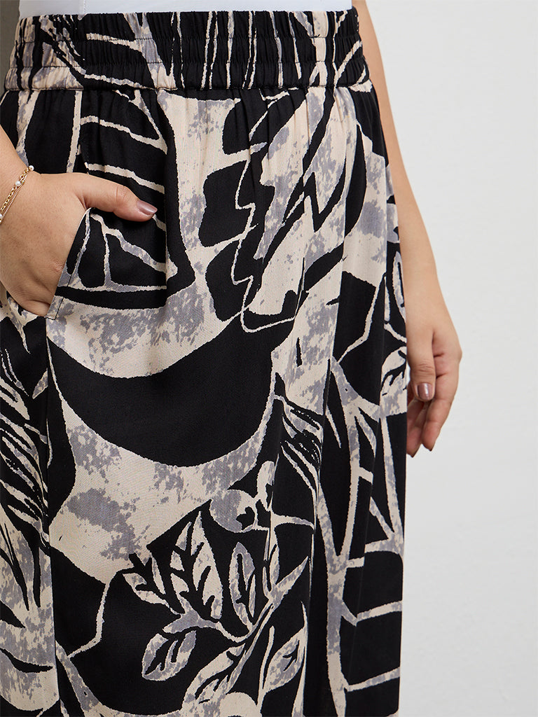 Diza Black Botanical Design Palazzos