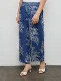 Diza Blue Foliage Pattern Palazzos