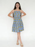 Utsa Kids Girls Blue Printed Tiered Flared Cotton Dress - (8-14 yrs)