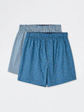 WES Lounge Blue Printed Relaxed-Fit Mid-Rise Boxers - Pack of 2