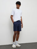 WES Lounge Navy Relaxed-Fit Mid-Rise Cotton-Blend Shorts