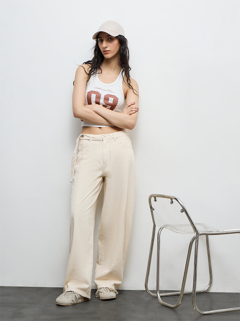 Nuon Light Beige High-Rise Jeans