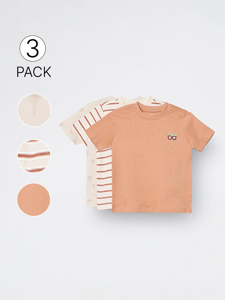 3-Pack HOP Kids Boys Multicolour Printed Cotton T-Shirts - Exclusive