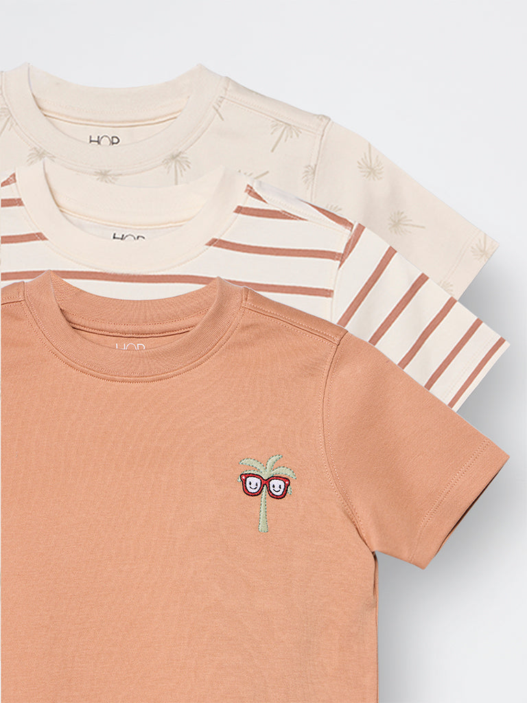 3-Pack HOP Kids Boys Multicolour Printed Cotton T-Shirts - Exclusive
