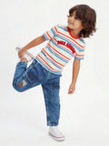 HOP Kids Boys Multicolour Striped Cotton T-Shirt