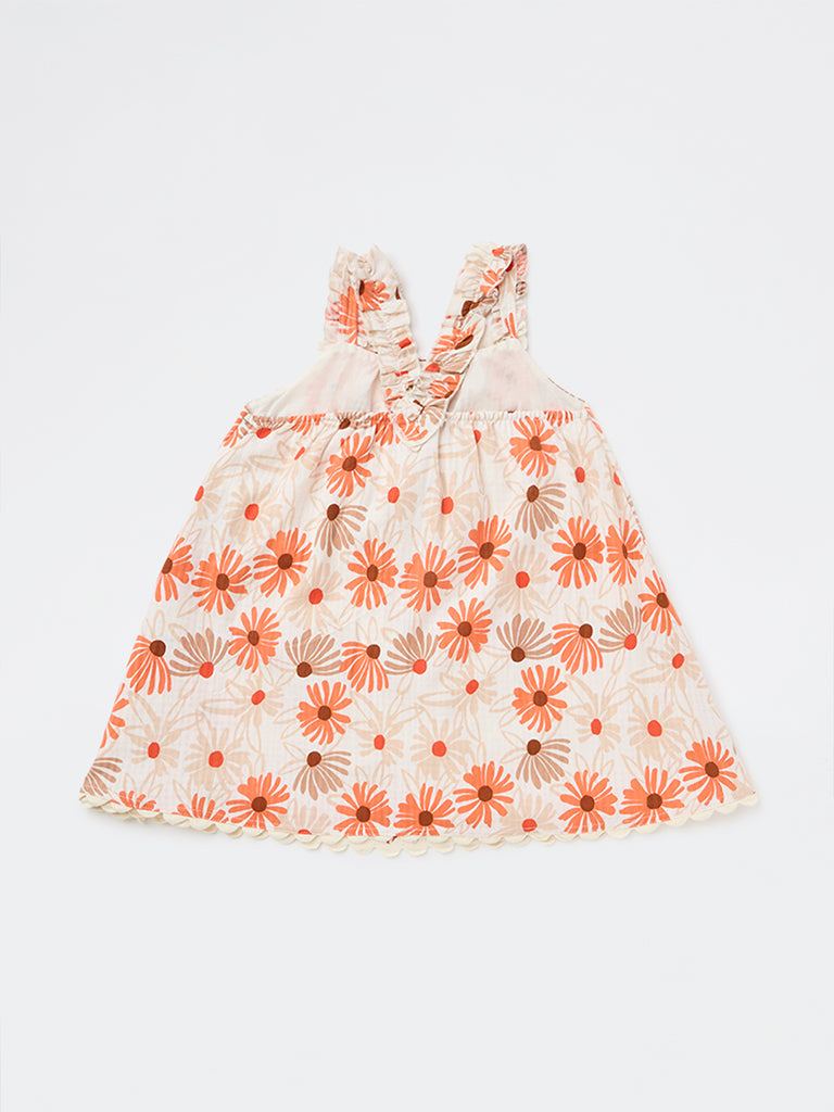 HOP Kids Girls Multicolour Floral A-Line Cotton Dress