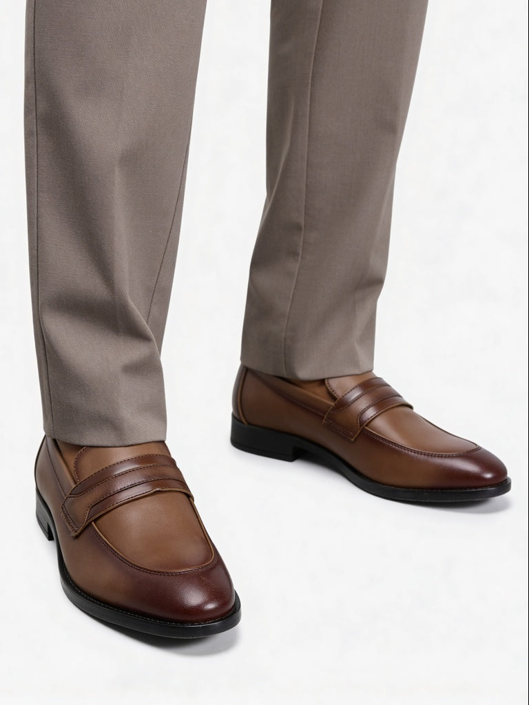 SOLEPLAY Brown Textured Slip-On Loafers