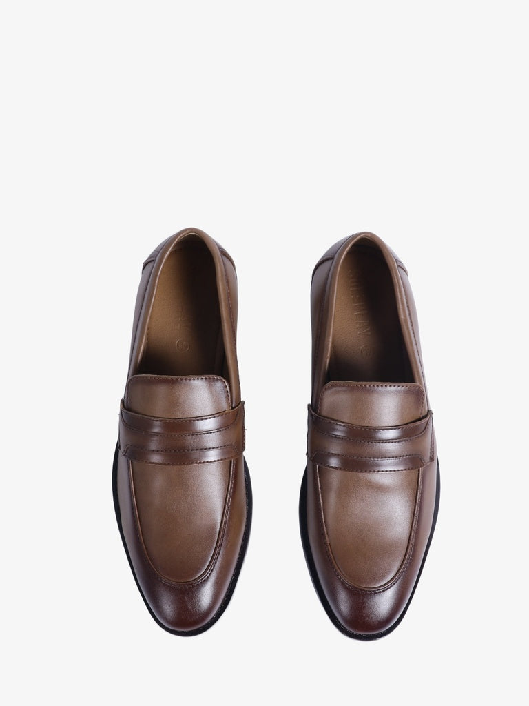 SOLEPLAY Brown Textured Slip-On Loafers