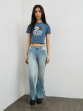Nuon Light Blue Criss-Cross Detailed High-Rise Jeans