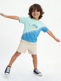 HOP Kids Boys Blue Tie-Dye Printed Cotton T-Shirt