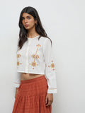 Bombay Paisley White Embroidered Cotton Blouse