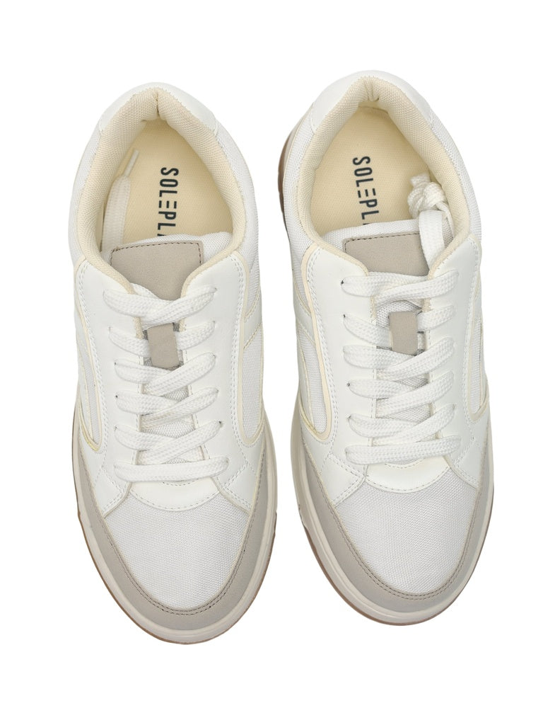 SOLEPLAY White Mesh Detailed Lace-Up Sneakers