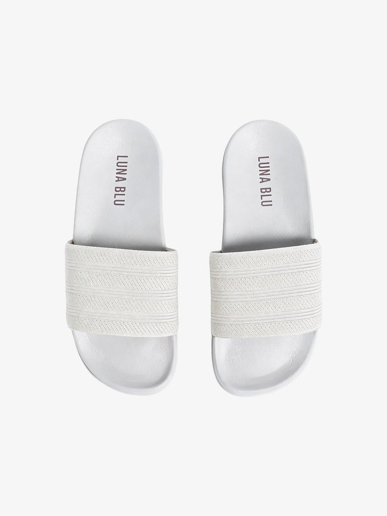 SOLEPLAY Unbleached Knit-Textured Pool Slides