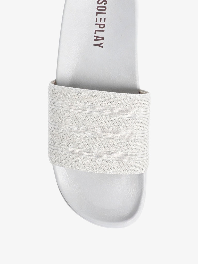 SOLEPLAY Unbleached Knit-Textured Pool Slides