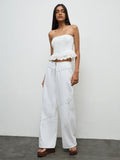 Nuon White Frill-Detailed Cotton-Blend Tube Top
