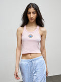 Nuon Pink Embellished Ribbed Cotton-Blend Top