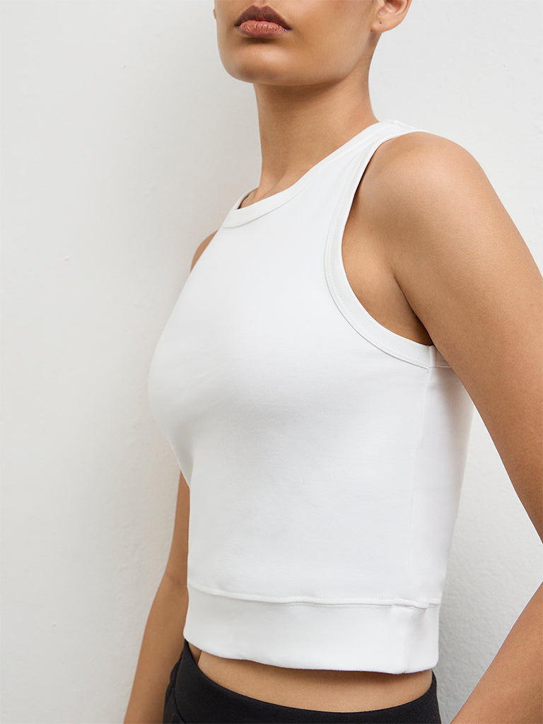 Nuoflexx Off-White Cotton Tank Top