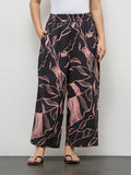 Diza Charcoal Leaf Pattern Palazzos
