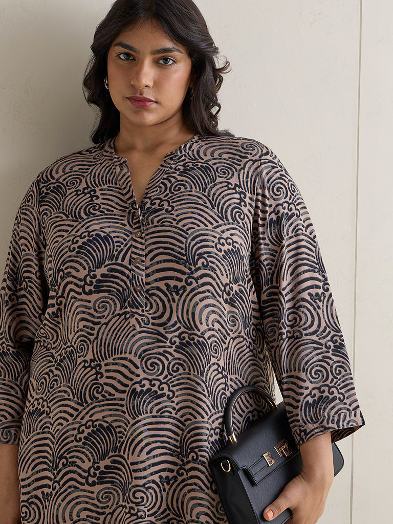 Diza Brown Graphic Printed Tunic