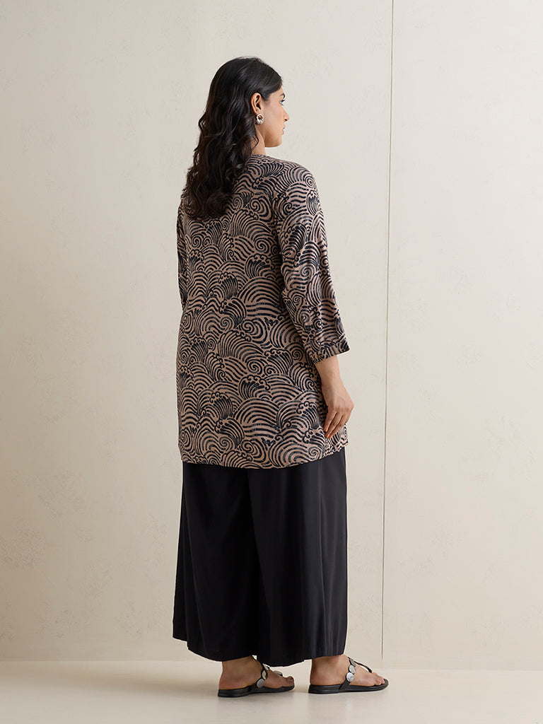 Diza Brown Graphic Printed Tunic