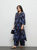 Diza Black Bird Pattern A-Line Kurta