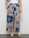 Diza Taupe Foliage Printed Palazzos