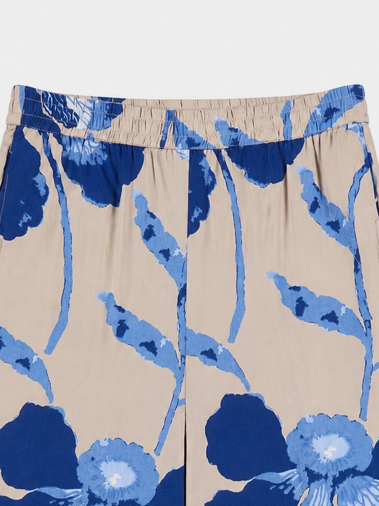 Diza Taupe Foliage Printed Palazzos