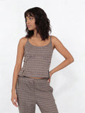 Wardrobe Brown Houndstooth Check Peplum Top