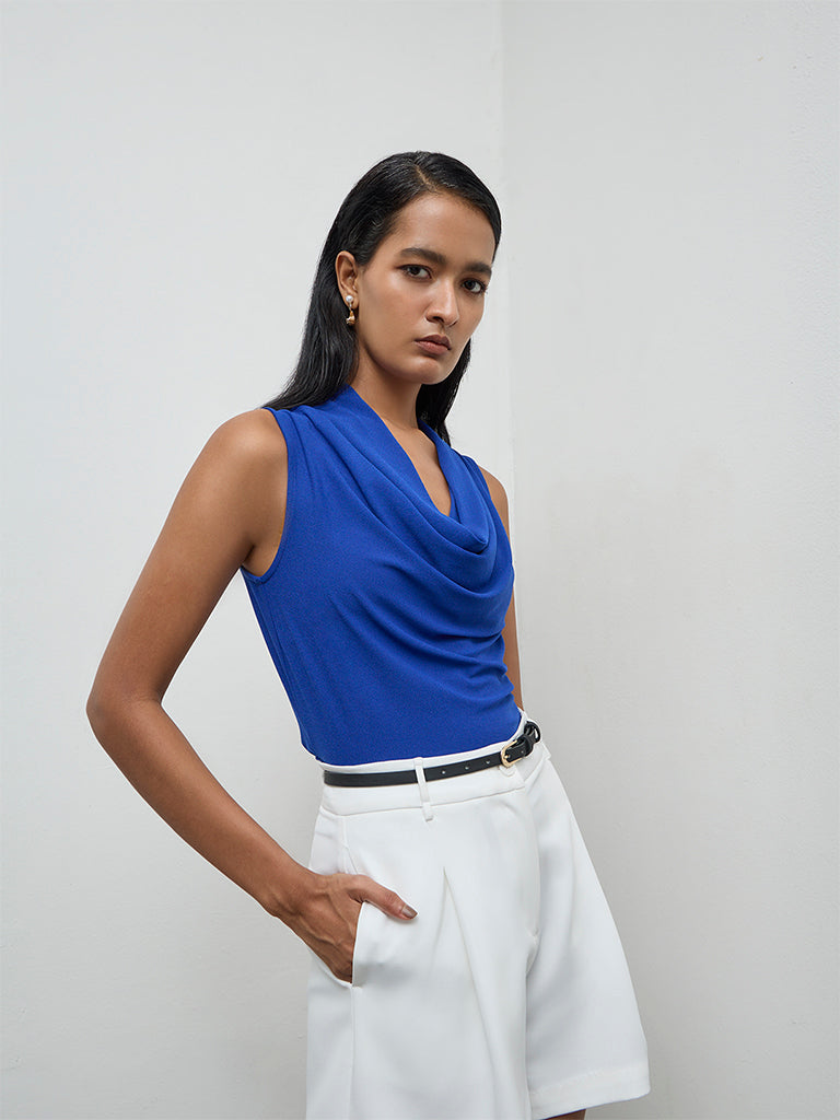 Wardrobe Blue Cowl Neck Top