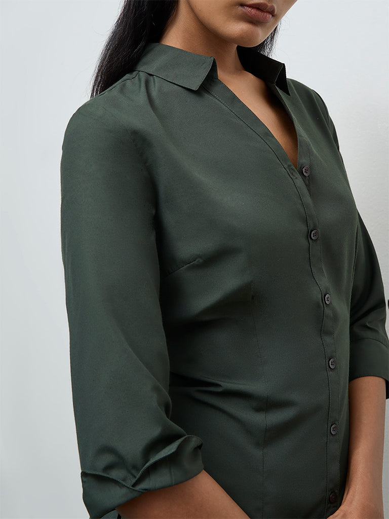 Wardrobe Dark Olive Solid Shirt