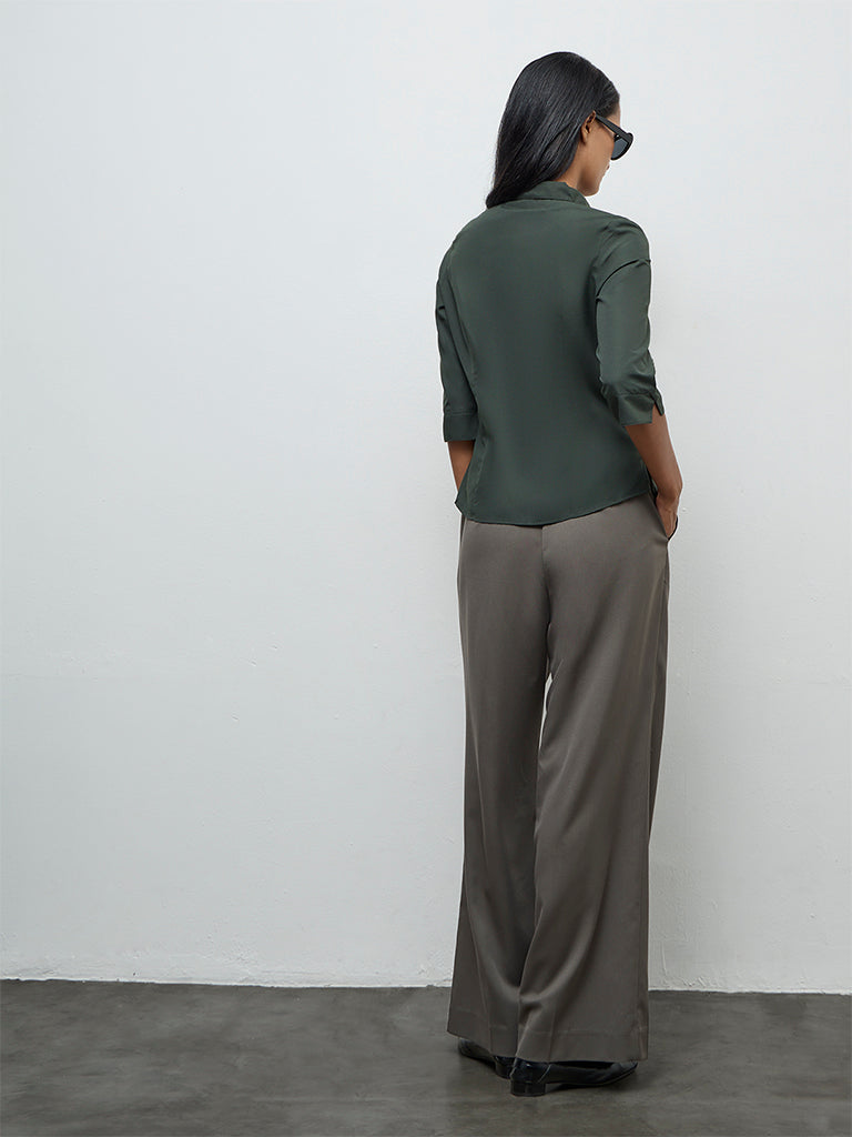 Wardrobe Dark Olive Solid Shirt
