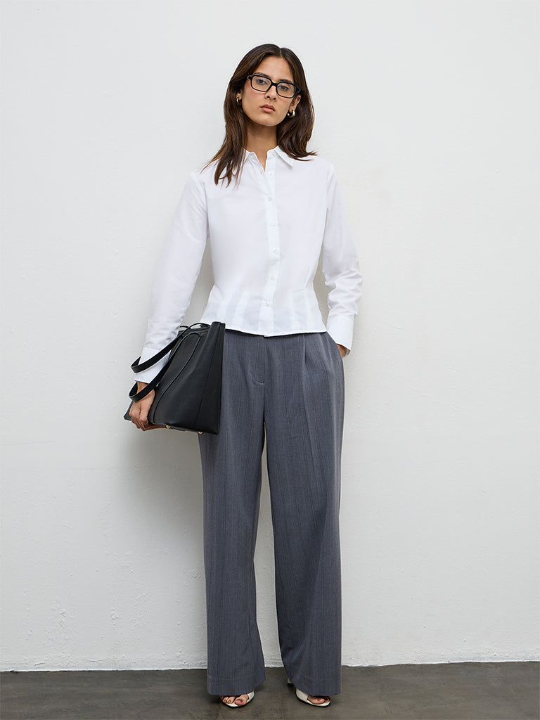 Wardrobe White Solid Shirt
