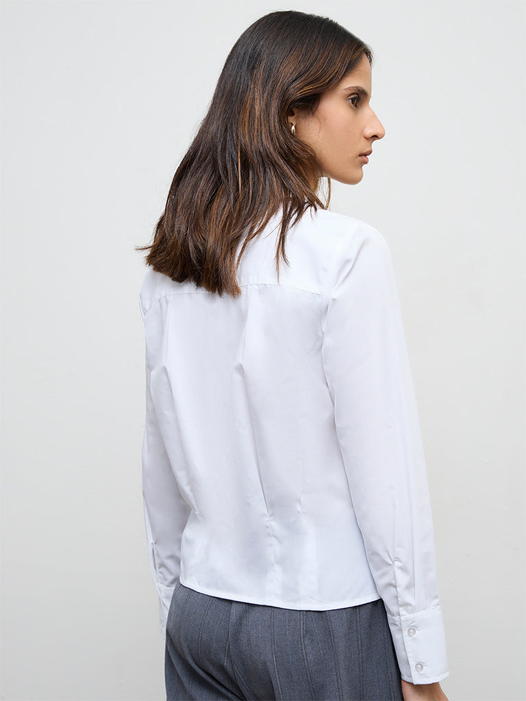 Wardrobe White Solid Shirt